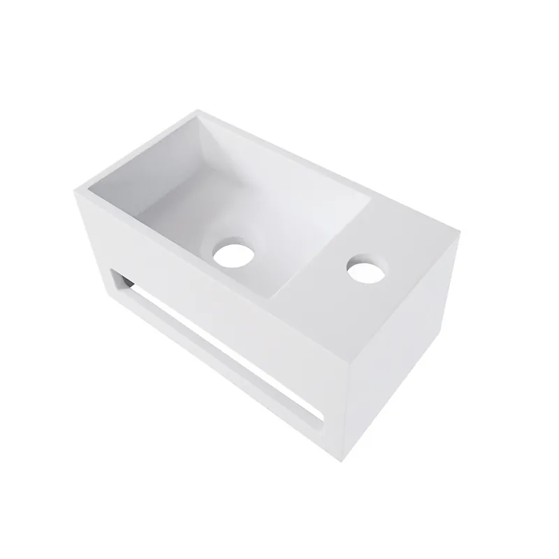 Wiesbaden Julia Solid Surface Fontein - Kraangat Rechts - 35x20x16cm - Mat Wit Meest Verkocht