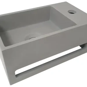 Wiesbaden Julia Solid Surface Fontein - Kraangat Rechts - 35x20x16cm - Beton Nu Kopen