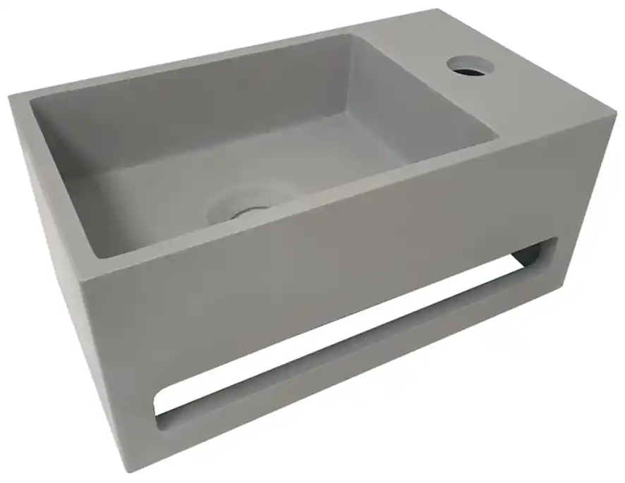 Wiesbaden Julia Solid Surface Fontein - Kraangat Rechts - 35x20x16cm - Beton Nu Kopen