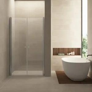 Direct Beschikbaar Wiesbaden Lagos Dubbele Pendeldeur - 6mm Helder Glaswand - 90x200cm - Nano Coating - Scharnierprofiel - Chroom