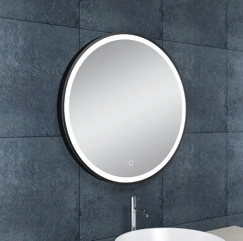 Wiesbaden Maro Spiegel met LED Verlichting - Rond - Dimbaar - Spiegelverwarming - Ø60cm - Mat Zwart Finale Uitverkoop