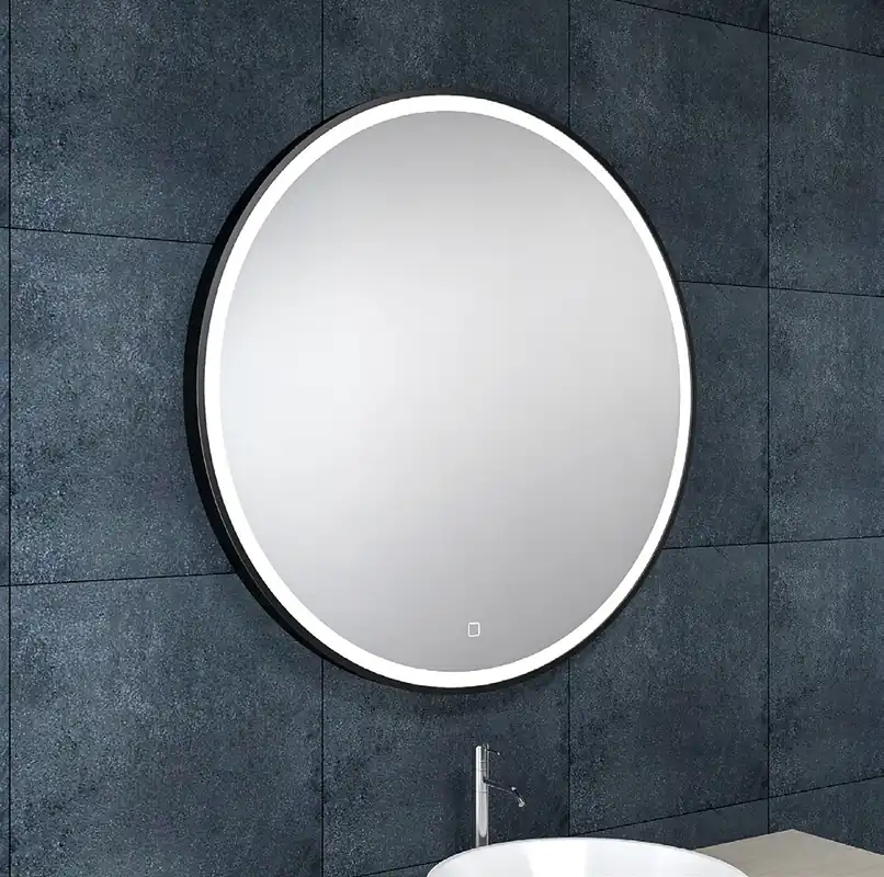Wiesbaden Maro Spiegel met LED Verlichting - Rond - Dimbaar - Spiegelverwarming - Ø80cm - Mat Zwart Shop Nu