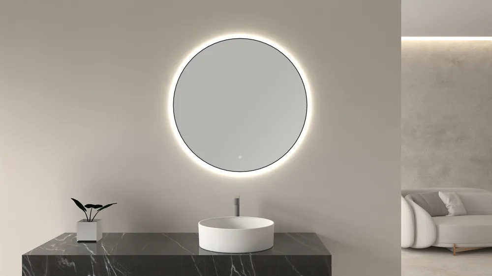 Wiesbaden Novi Spiegel met LED Verlichting - Rond - Dimbaar - Ø100 cm - Mat Zwart Seizoensaanbieding