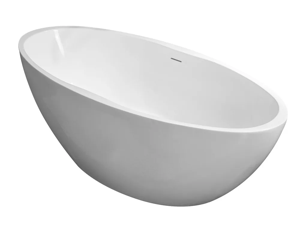 Wiesbaden Oval Acryl Vrijstaande Ligbad inclusief Clickwaste, Sifon & Potenset - 170x78x60cm - Wit Aanbieding