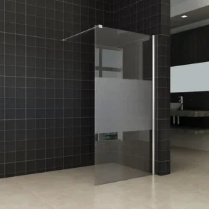 Wiesbaden Partly Inloopdouche - Nano Coating - 10mm Helder/Melk Glas - 80x200cm - Chrome Finale Uitverkoop