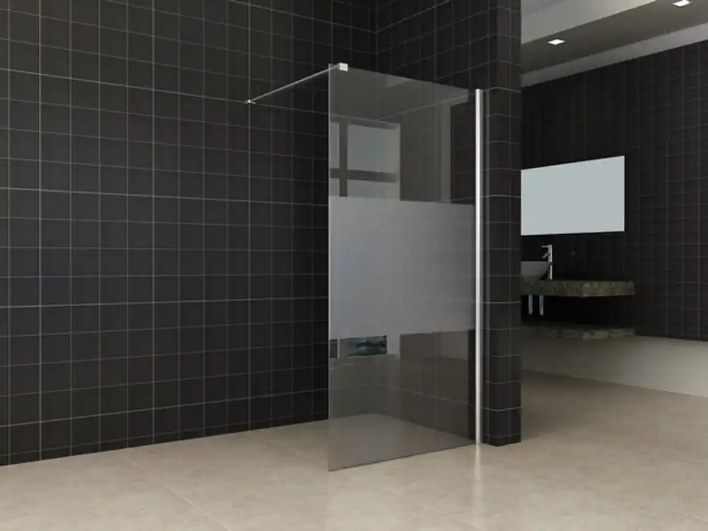 Speciale Aanbieding Wiesbaden Partly Inloopdouche - Nano Coating - 10mm Helder/Melk Glas - 90x200cm - Chrome