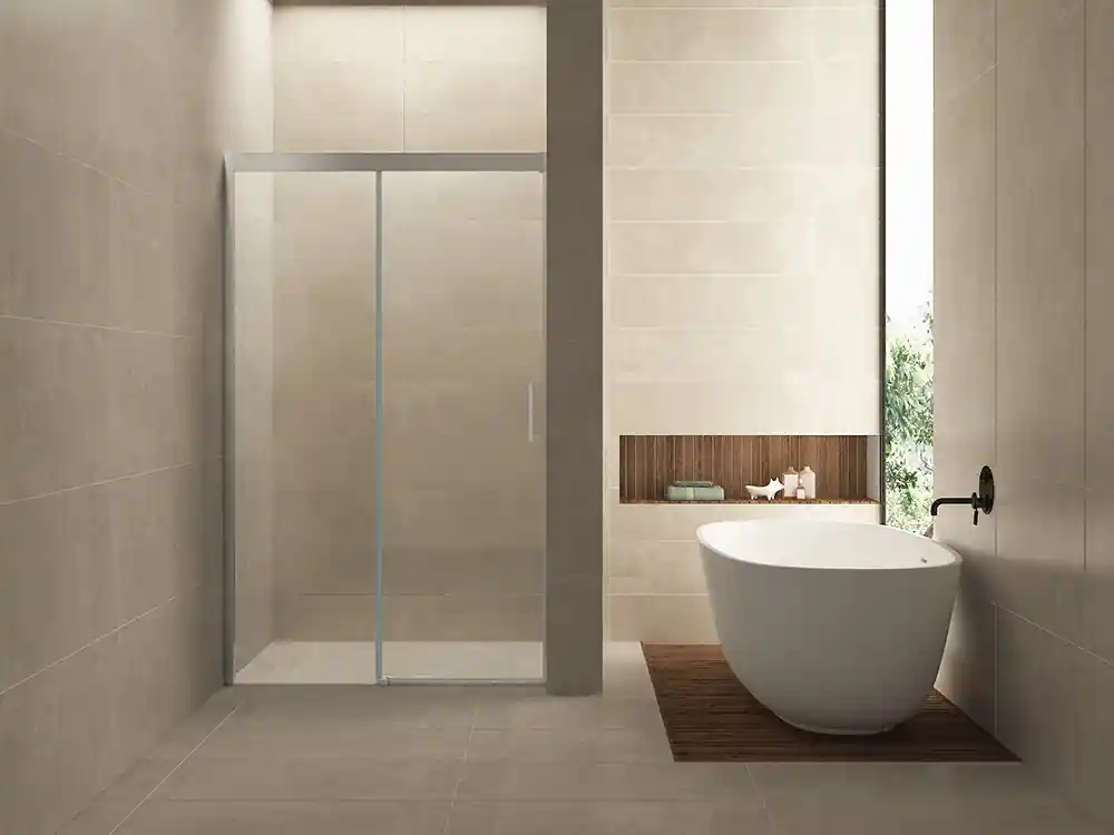 Gratis Retour Wiesbaden Puerta Softclose Schuifdeur - Muurprofiel - Nano Coating - 8mm Helder Glas - 140x200cm - Chroom