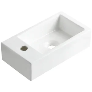 Flitsaanbieding Wiesbaden Rhea M Keramisch Fontein - Links - 40x22x11cm - Wit
