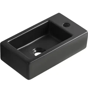 Lage Prijs Wiesbaden Rhea M Keramisch Fontein - Rechts - 40x22x11cm - Mat Zwart