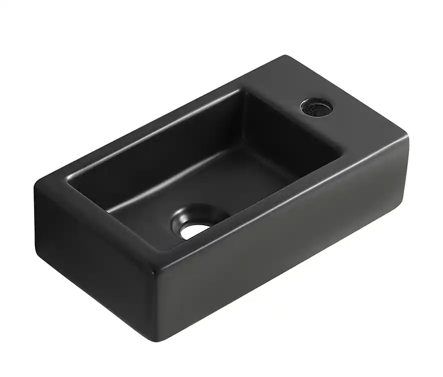 Lage Prijs Wiesbaden Rhea M Keramisch Fontein - Rechts - 40x22x11cm - Mat Zwart