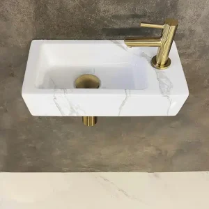 Koop Vandaag Wiesbaden Rhea XS Keramisch Fonteinset - Rechts - 36x18x9cm - Carrara