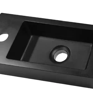 Beperkte Voorraad Wiesbaden Rhea XS Quartz Fontein - Kraangat Links - 36x18x9cm - Mat Zwart