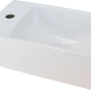 Beperkt Aanbod Wiesbaden Rhea XXS Keramisch Fontein - Kraangat Links - 30,5x18x11cm - Wit