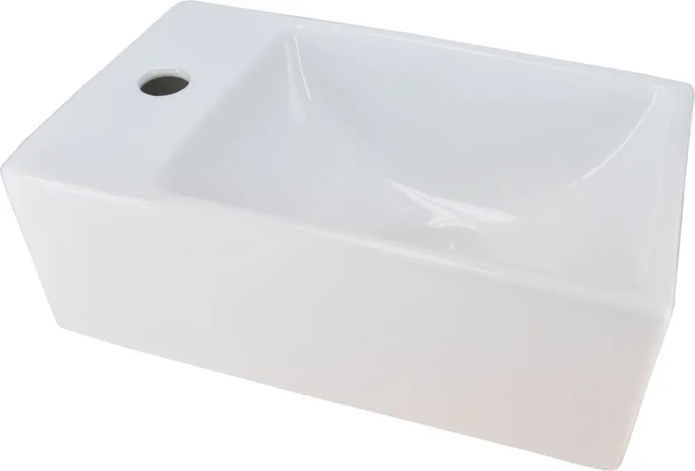 Beperkt Aanbod Wiesbaden Rhea XXS Keramisch Fontein - Kraangat Links - 30,5x18x11cm - Wit