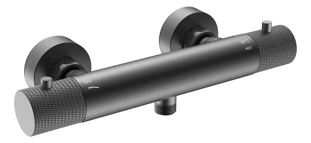 Lage Prijs Wiesbaden Ribbd Thermostatische Douchekraan - Geborsteld Gunmetal