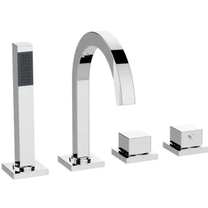 Wiesbaden Rombo 4-Gats Thermostatische Badrandkraan Afbouwset - Chroom Merkproduct