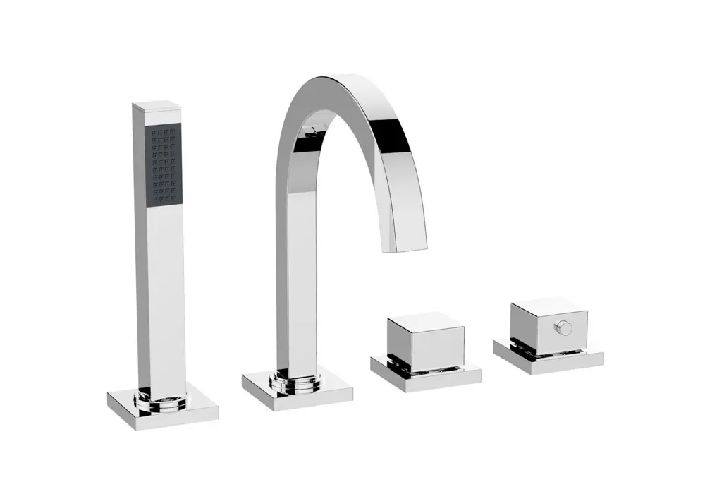 Wiesbaden Rombo 4-Gats Thermostatische Badrandkraan Afbouwset - Chroom Merkproduct