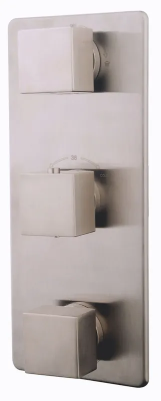 Wiesbaden Rombo Thermostatische Inbouw Douchekraan met 3-Weg Omstel - Afbouwdeel - Geborsteld RVS Snelle Levering