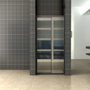 Seizoensaanbieding Wiesbaden Skyline Schuifbare Nisdeur - Nano Coating - 8mm Helder Glas - 140x200cm - Mat Zwart
