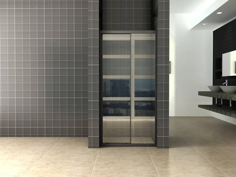 Seizoensaanbieding Wiesbaden Skyline Schuifbare Nisdeur - Nano Coating - 8mm Helder Glas - 140x200cm - Mat Zwart