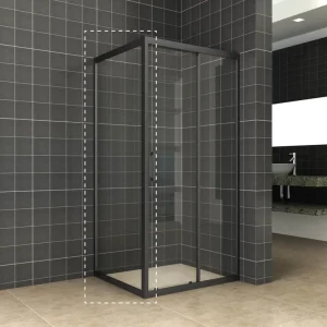Actieprijs Wiesbaden Skyline Zijwand - Nano Coating - 8mm Helder Glas - 80x200cm - Mat Zwart