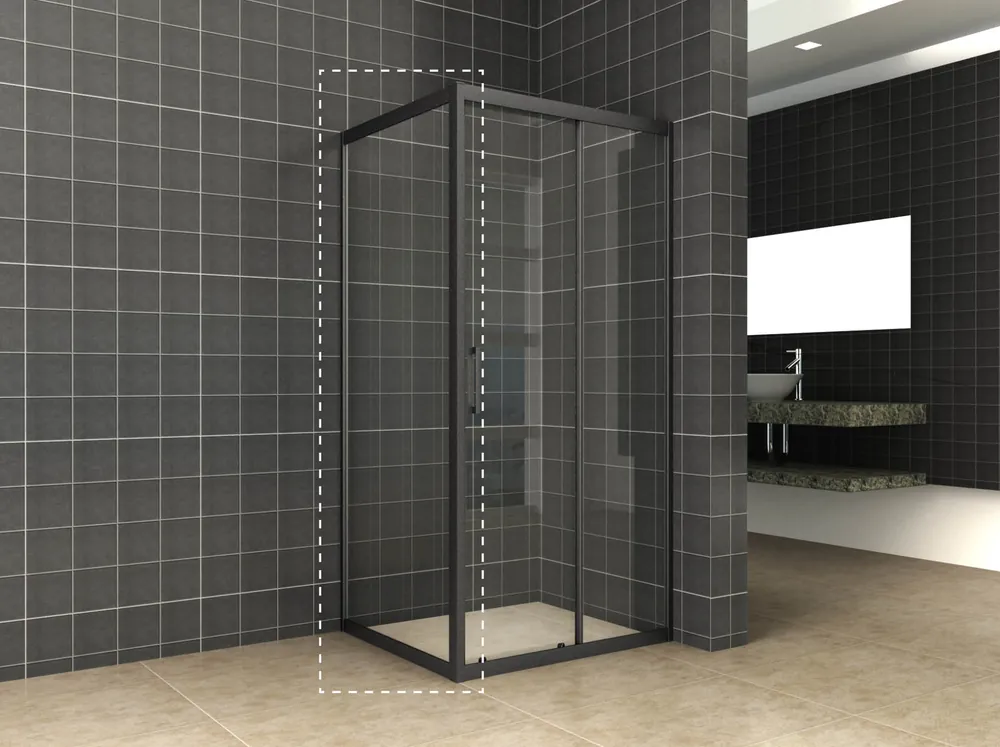 Actieprijs Wiesbaden Skyline Zijwand - Nano Coating - 8mm Helder Glas - 80x200cm - Mat Zwart