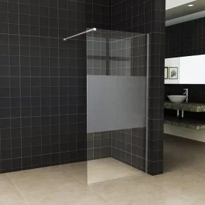 Wiesbaden Slim Los Glasplaat met Middenband - Nano Coating - 8mm Helder Glas - Zonder Profiel & Stabilisatiestang - 110x200cm Nieuw