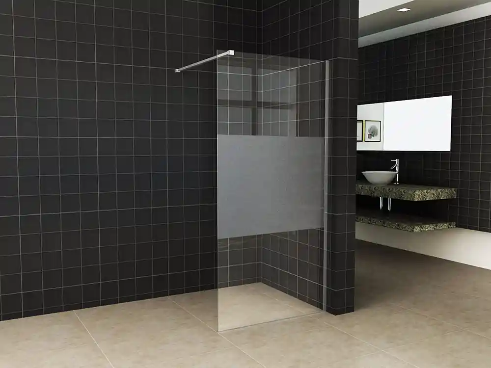 Wiesbaden Slim Los Glasplaat met Middenband - Nano Coating - 8mm Helder Glas - Zonder Profiel & Stabilisatiestang - 110x200cm Nieuw