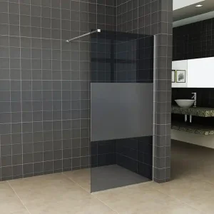 Flitsaanbieding Wiesbaden Slim Los Glasplaat met Middenband - Nano Coating - 8mm Rookglas - Zonder Profiel & Stabilisatiestang - 140x200cm