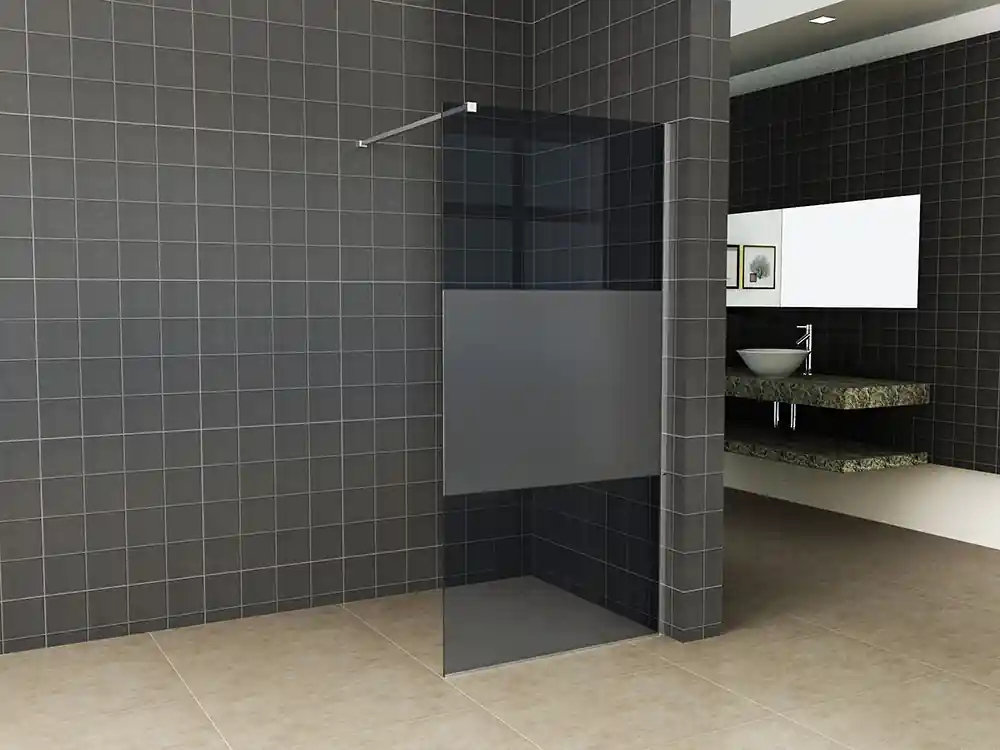 Flitsaanbieding Wiesbaden Slim Los Glasplaat met Middenband - Nano Coating - 8mm Rookglas - Zonder Profiel & Stabilisatiestang - 140x200cm