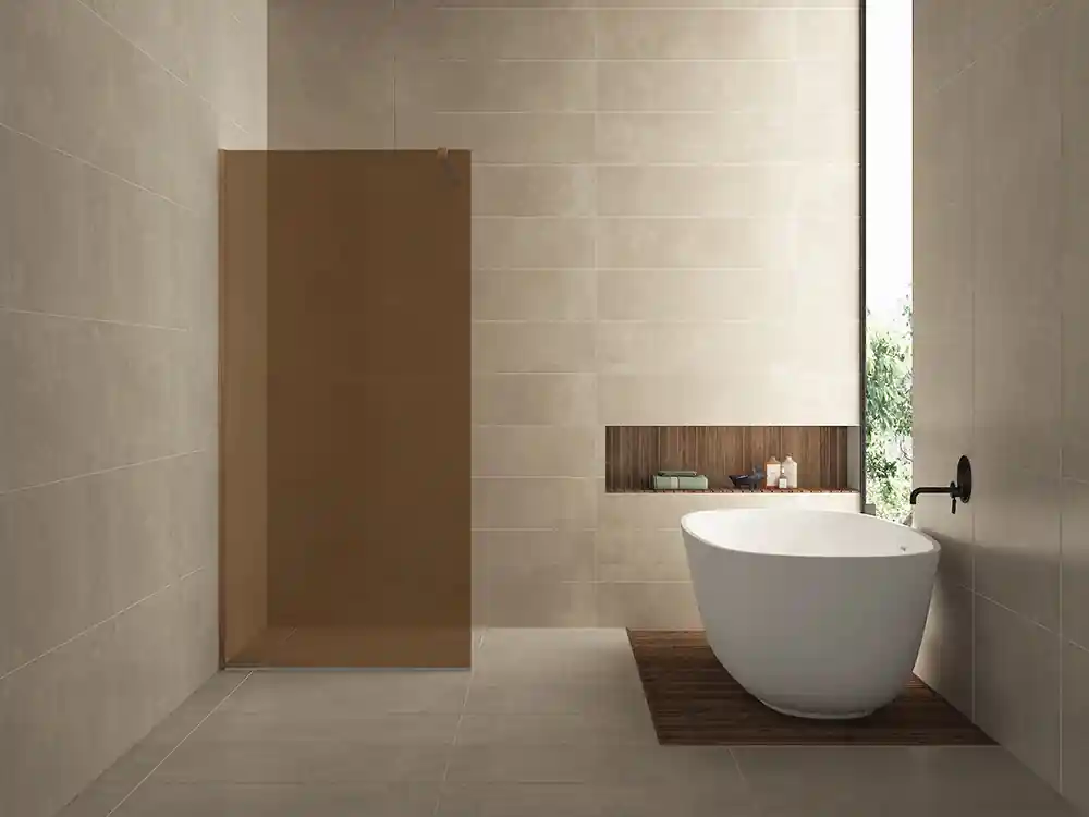 Wiesbaden Slim Los Glasplaat - Nano Coating - 8mm Warm Koper Glas - Zonder Profiel & Stabilisatiestang - 100x200cm Flitsaanbieding