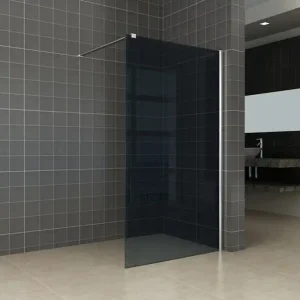 Merkproduct Wiesbaden Smoke Inloopdouche - 10mm Rook Glaswand - 100x200cm - Muurprofiel - Nano Coating - Chroom