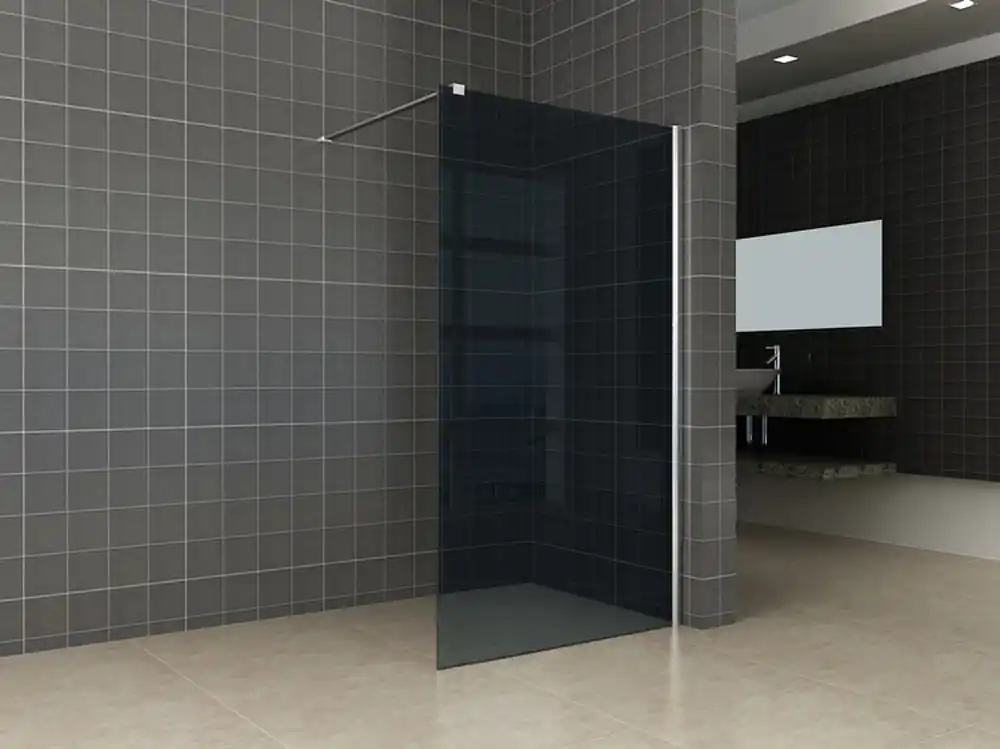 Merkproduct Wiesbaden Smoke Inloopdouche - 10mm Rook Glaswand - 100x200cm - Muurprofiel - Nano Coating - Chroom