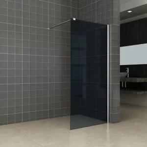 Wiesbaden Smoke Inloopdouche - 10mm Rook Glaswand - 80x200cm - Muurprofiel - Nano Coating - Chroom Gereduceerde Prijs