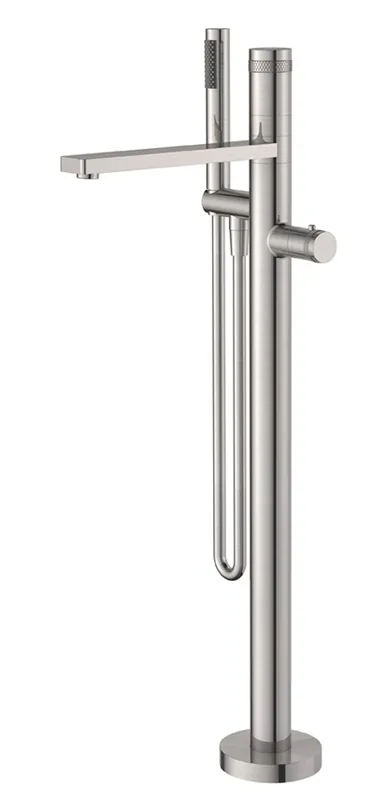 Premium Wiesbaden Sphere Thermostatische Vrijstaande Badkraan met Staaf Handdouche - Geborsteld RVS