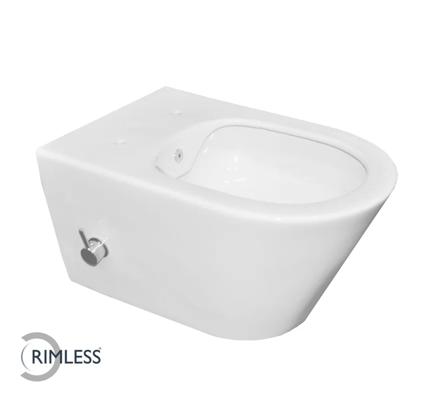 Wiesbaden Stero Wandcloset met Bidet en ingebouwde Bidetkraan - Warm/Koud Water - 53cm - Wit Koop Vandaag