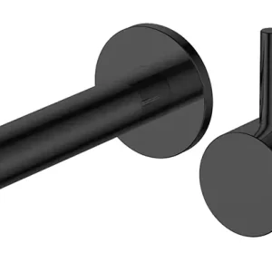 Wiesbaden Style Inbouw Wastafelkraan met Rechte Uitloop & Rozetten - Mat Zwart Weekendaanbieding