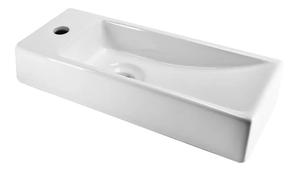 Premium Wiesbaden Trim XS Keramisch Fontein - Kraangat Links - 38x14,5x8cm - Wit