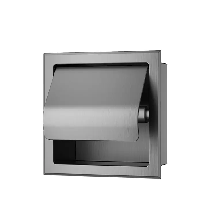 Merkproduct Xellanz Rocko Inbouw Toiletrolhouder met Klep - Geborsteld Gunmetal