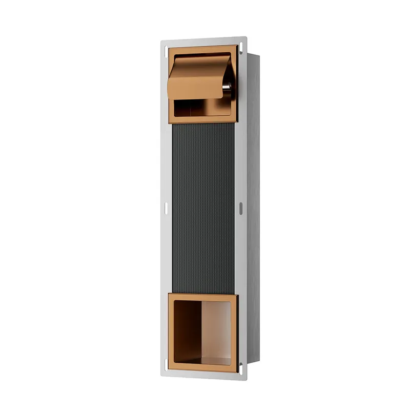 Xellanz Rocko Inbouw Toiletrolhouder met Klep & Reserverolhouder - Geborsteld Brons Koper Koop Online