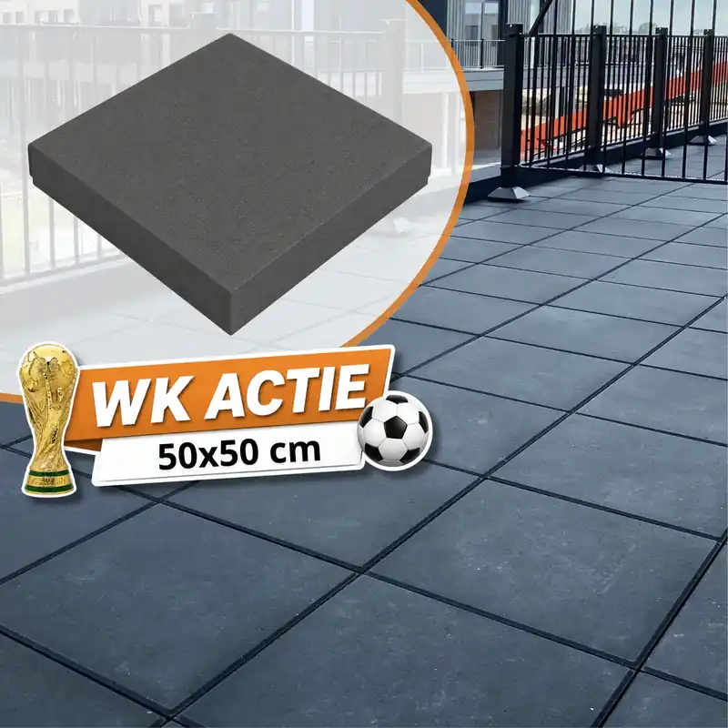 Gratis Retour Betontegel 50x50x5 cm Zwart met facet KOMO
