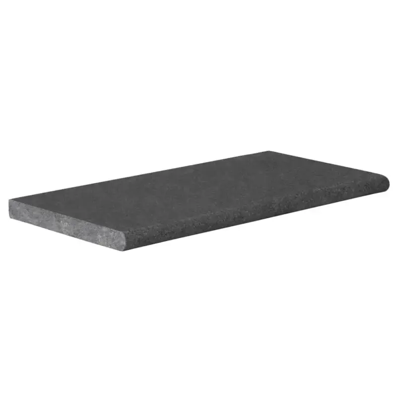Natuursteen Zwembadrand Vietnam Black Riven Bullnose 60x30x3 cm Speciale Aanbieding