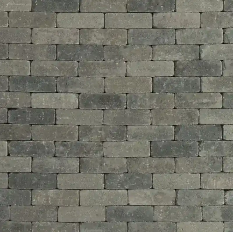 Tijdelijk Beschikbaar Metro Trommelsteen rijnformaat 15x5x7,5 cm grijs zwart genuanceerd