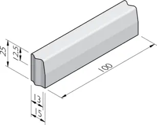 Trottoirband 13/15x25x100 KOMO - Grijs Exclusieve Aanbieding