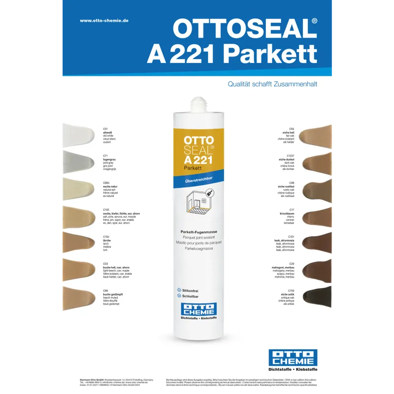 Ottoseal A221 Parkett Kleurenkaart Beperkte Voorraad