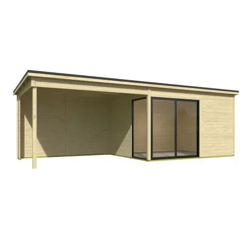 Blokhut Olivia met aanbouw 755x315 cm Weekendaanbieding