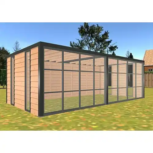 Overkapping Hillhout aluminium plat dak Allure 735x353 cm Gratis Retour
