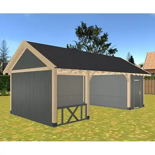 Gecertificeerd Overkapping Hillhout vuren zadeldak Excellent 785x399 cm