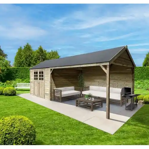 Uitverkoop Blokhut Solid Cambrai 296+396x296 cm geïmpregneerd
