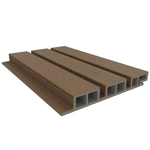 Populair NewTechWood composiet co-extrusie wand bekleding castellation 50 profiel 2,5 x 19,6 x 290 cm Teak
